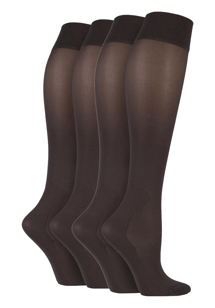 Iomi Women's Brown 4 Pair Multipack Graduated Compression Socks 40 Denier Energising Knee High Flight Socks (4-7, )