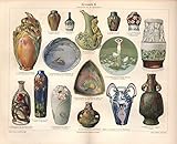  Keramik II, Porzellanvase, Steingut u.a. - Antiquarische Lithografie (Sammlerstück) von 1908