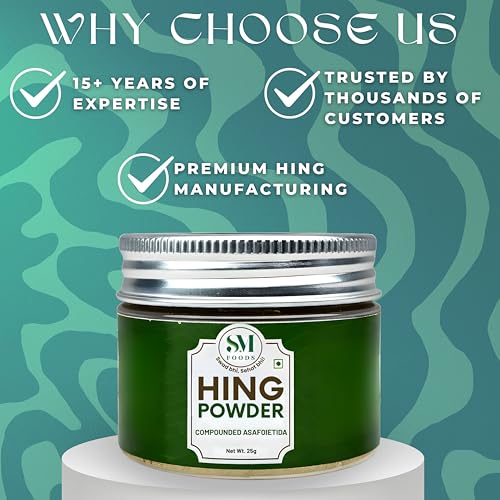 Image of SM FOODS Hing Powder 25g (Pack of 1) | Compounded Hing | Strong Aroma | Perfect for Everyday Cooking, Tadka & Digestion Support