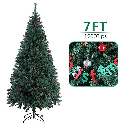 SNAN Christmas Pine Tree, Artificial Premium Xmas Tree, Solid Metal Stand, Lush Pine