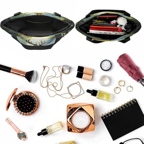 Tote Bag for Women Deer Forest Printed Large Women Casual Shoulder Bag Reusable Shopping Handbag Grocery Bags for Work Travel4