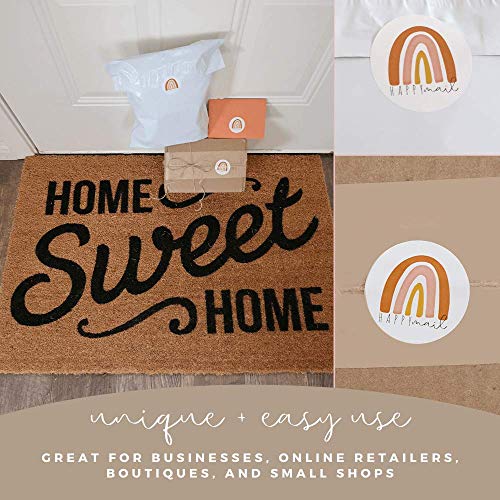 Happy Mail Stickers - Boho Rainbow Stickers For Small Business - Round Envelope Stickers For Boxes & Mailers (500 Per Roll) - Small Business Supplies Packaging For Online Retailers, Boutiques, & More #TOP4