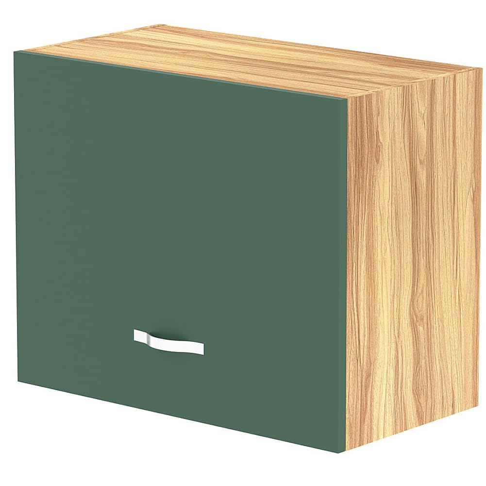 Shally Dogan Pensile da Cucina, Sopracappa, Armadio in Legno Armadietto Multiuso da Muro a Ribalta Spazioso, Dimensioni 60 x 32 x 49H cm (Verde)