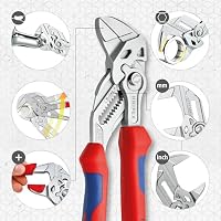 KNIPEX Zangenschlüssel Zange und Schraubenschlüssel in einem Werkzeug verchromt mit Mehrkomponenten-Hüllen 180 mm, 86 05 180 – Ansicht 2
