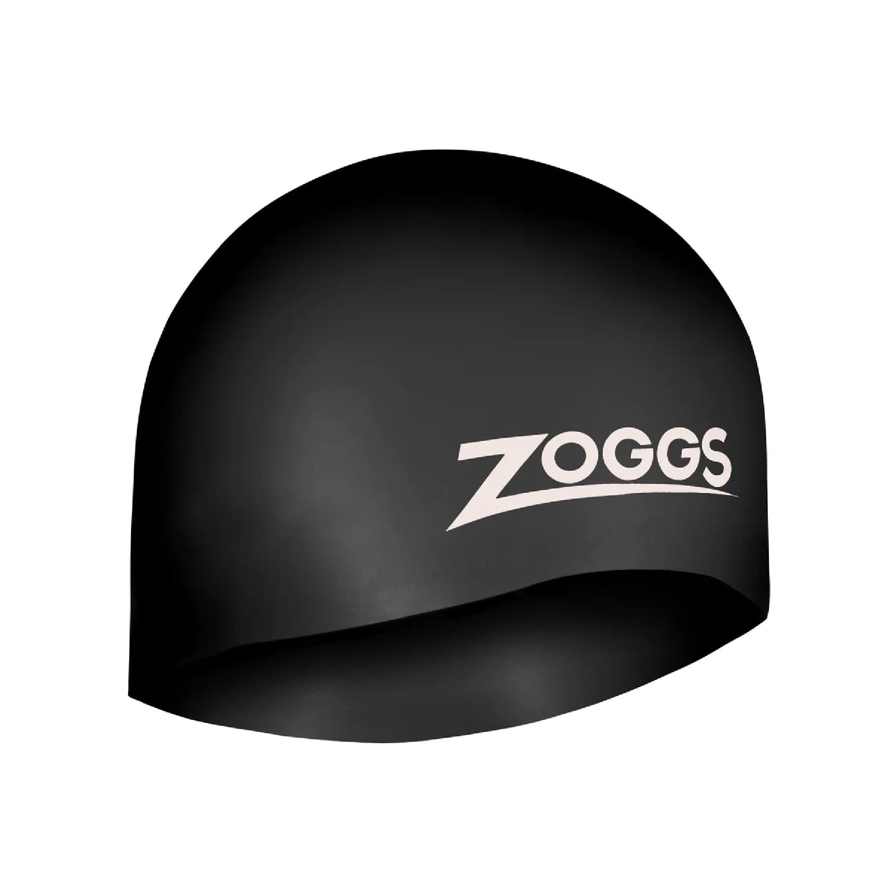ZOGGS Unisex Adult Easy-Fit Silicone Swimming Cap - Non-Slip Hydrodynamic Design Ergonomic Fit Swim Hat for Long/Short Hair, Black