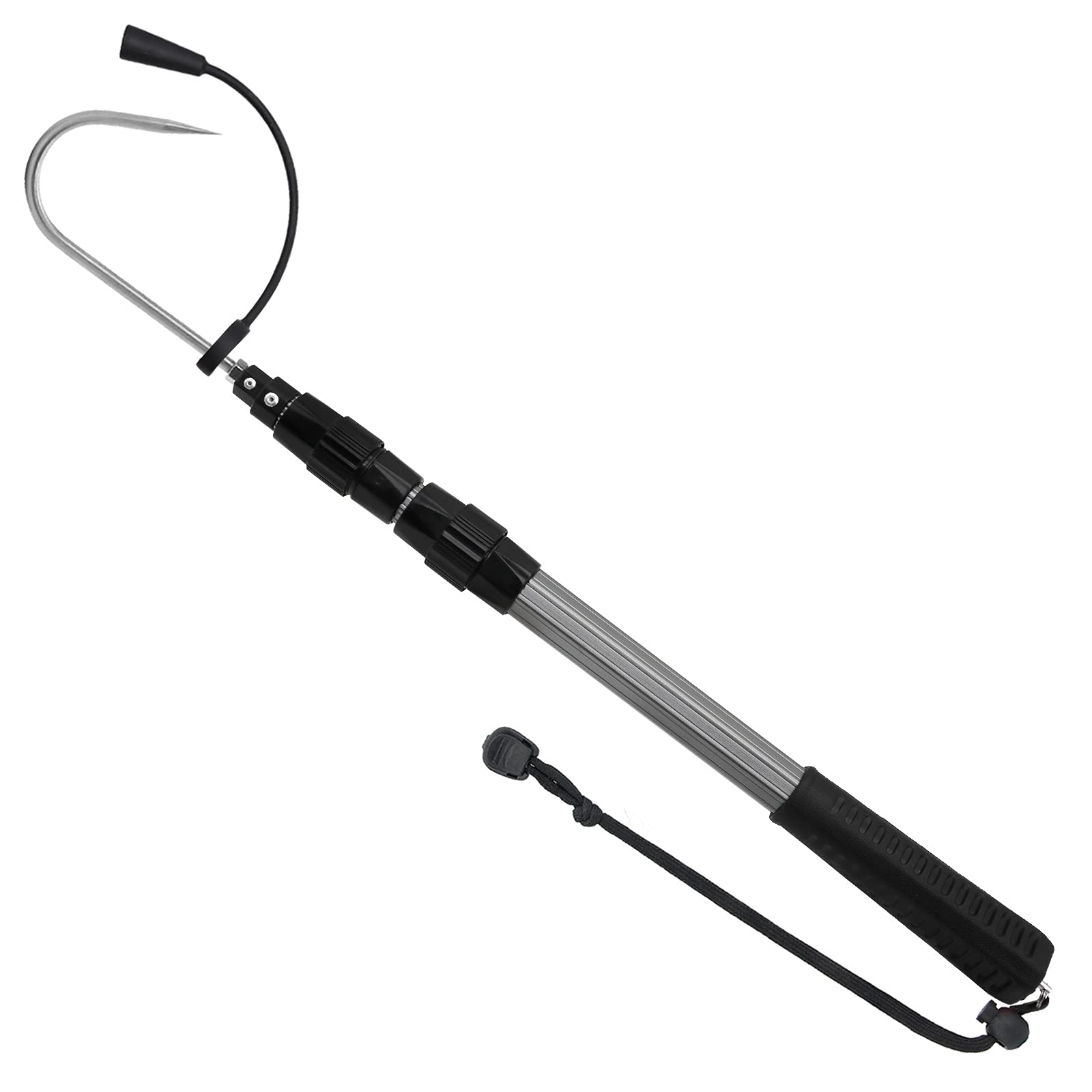 SAN LIKE Telescopic Fish Gaff with Stainless Sea Fishing Spear Hook Tackle, Soft Handle Aluminium Alloy Pole for Saltwater Offshore Ice Tool
