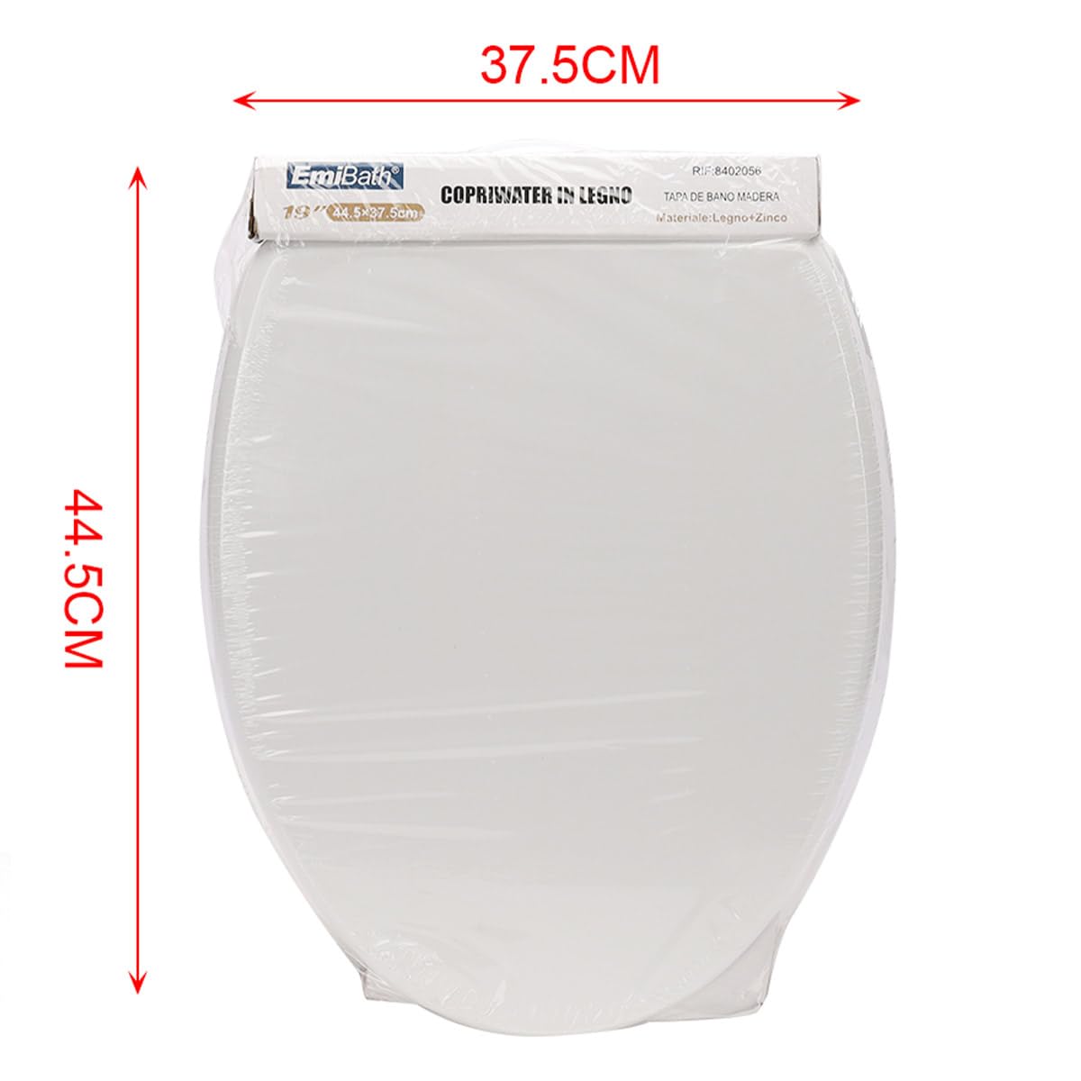 Sedile WC Universale per Disabili in Legno con Coperchio, Copriwater da Bagno 445x375mm, Bianco