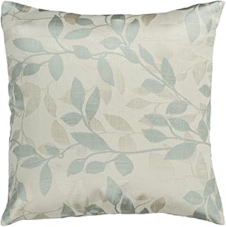 Artistic Weavers HH-057 Hand Crafted 88% Polyester / 12% Polyamide Light Blue 18" x 18" Floral Decorative Pillow