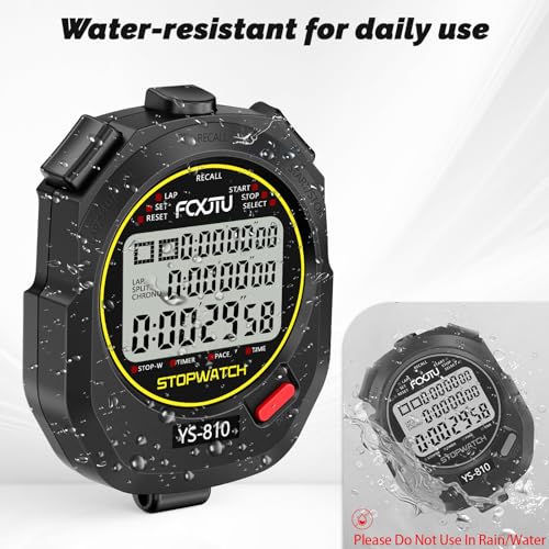 Image of Professional Stopwatch Timer, 3-Row 10 Lap /Split Memory Count up /Down Timer, Extra Large Display with Pace Mode Clock Alarm Calendar Includes Battery, Lanyard for P.E Coach and Sport Events