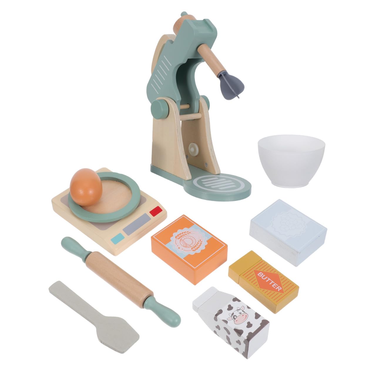ABOOFAN Set da Cucina in Legno Frullatore Giocattolo Manuale e Accessori, Gioco Educativo per Sviluppo Abilità Motorie e Memoria, per Montessori