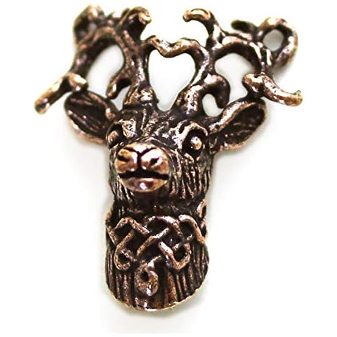 LynnAround Bronze Norse Viking Celtic Buck Deer Head Beard Beads Rings, Dwarven Dreadlock Pirate Medieval Hair Beads, Pagan Jewelry (Regular Bead Ring - Bronze) Cover