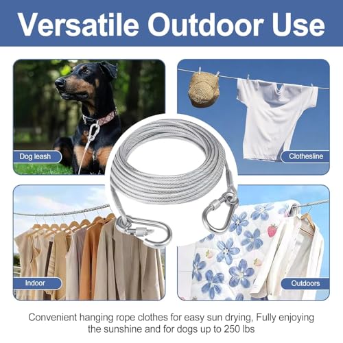 Image of Xmart India Heavy Duty Clothes Drying Rope with Hooks | Strong Steel Clothesline for Balcony, Bathroom, Travel & Camping | Rust-Resistant Durable Cloth Line for Indoor & Outdoor Use (10 Meter Rope)