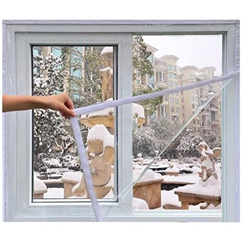 Aosbset Window Insulation Film Kit Self-Adhesive Air Tight Protective Clear Film for Winterizing Attic Fan Cover Cover