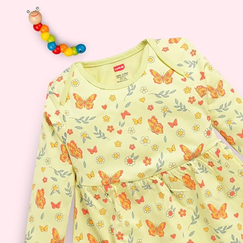 Image of LuvLap Girl's Cotton A-Line Knee-Length F /S Frock (LLAMZGR0140 Multicilour 3 6 to 12 Months, Size L)