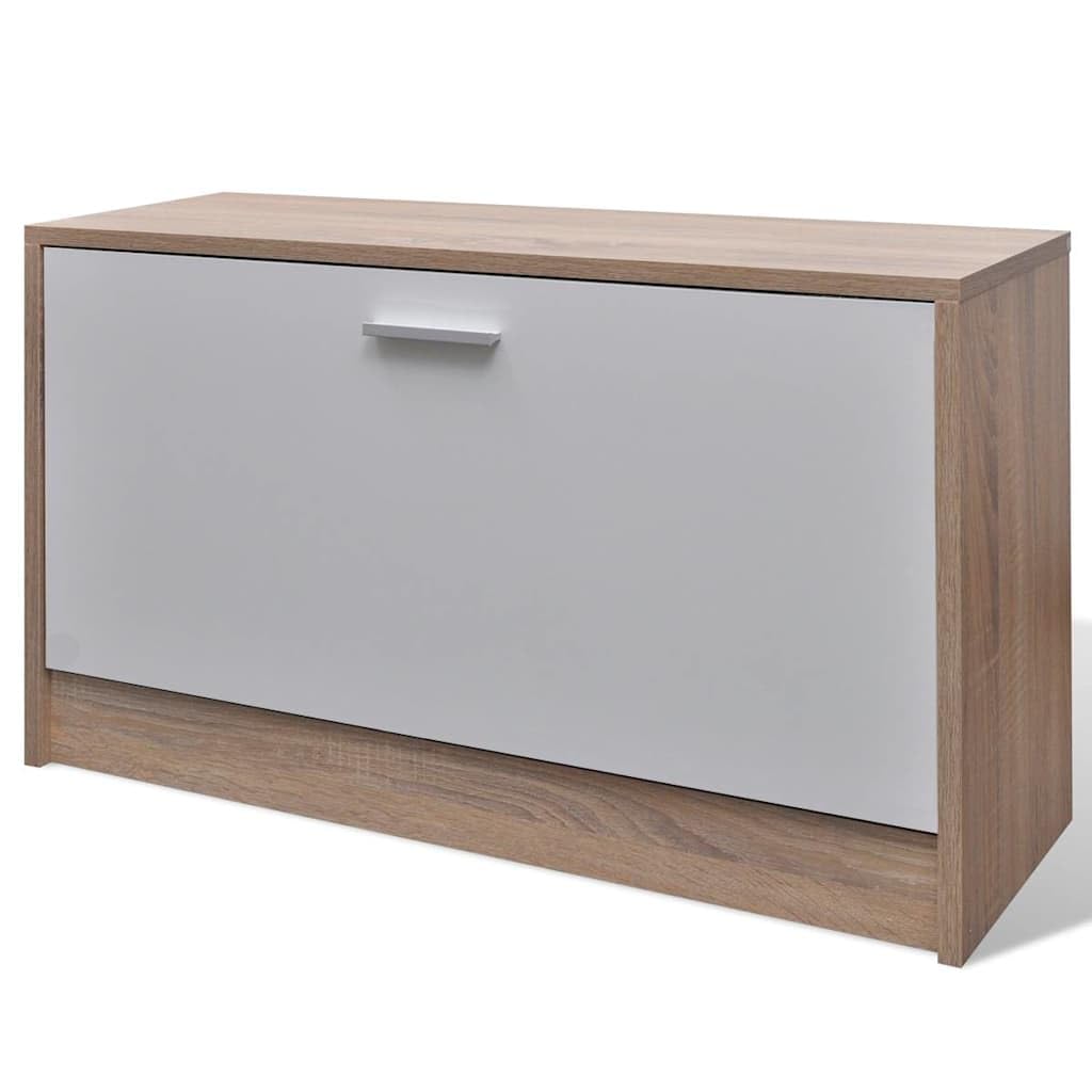 Armario zapatero 3 en 1 con espejo, panel de madera de roble blanco, 80 x 27 x 46,5 cm, soporte para pasillo, entrada y orden