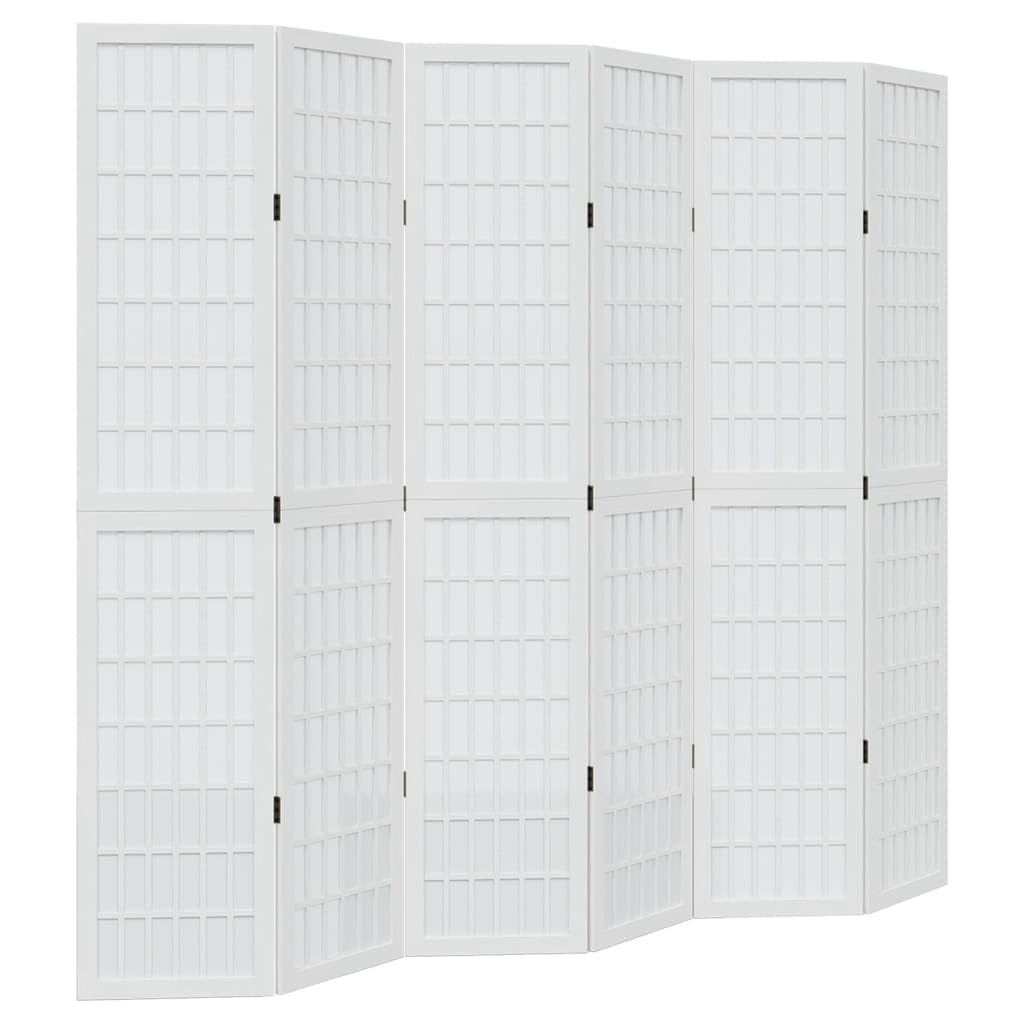 Vidaxl Room Divider 6 Panels White Solid Wood Paulownia