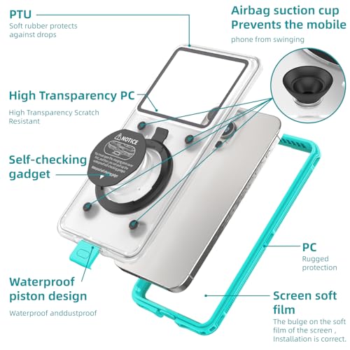 Image of 2026 Underwater Waterproof Case for iPhone 17 /16 /15 /14 /13 /12 /11 Pro Max /XR /XS /X Samsung Galaxy S24 /S23 /S22 /S21Waterproof Phone Case for Snorkeling Photo Video Teal