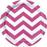 Hot Pink Chevron Paper Cake Plates, 8ct
