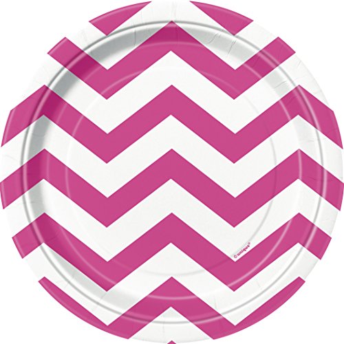 Hot Pink Chevron Paper Cake Plates, 8ct