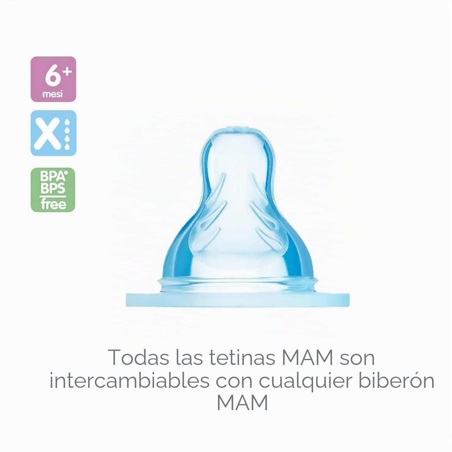 MAM Tetina tamaño X (juego de 2), tetina MAM plana y simétrica de suave silicona SkinSoft para líquidos densos y pimentas, kit de 2 accesorios para bebé a partir de 6 meses para la lactancia y la