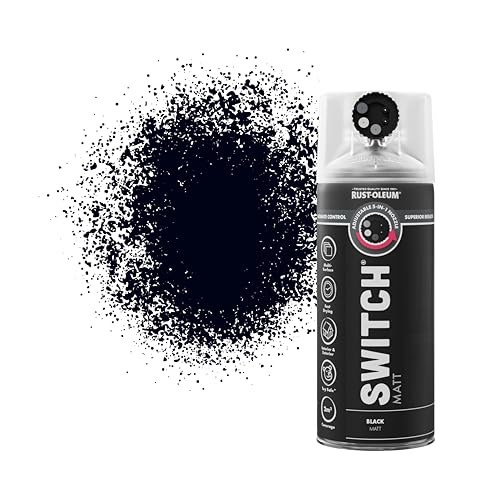 Rust-Oleum Switch 5 in 1 Nozzle Multi Surface Topcoat Decorative Spray Paint Aerosol 400ml Black Matt Finish