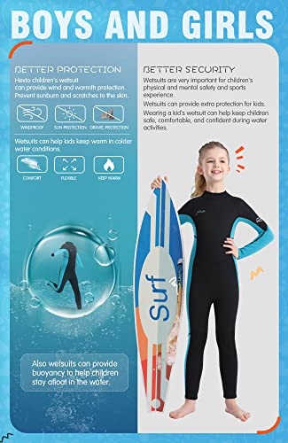 Hevto Wetsuits Kids 3/2Mm Neoprene Full Wet Suit Thermal Children Boy Youth Girl For Swimming Water Sports (K01-Blue, 10) #TOP3