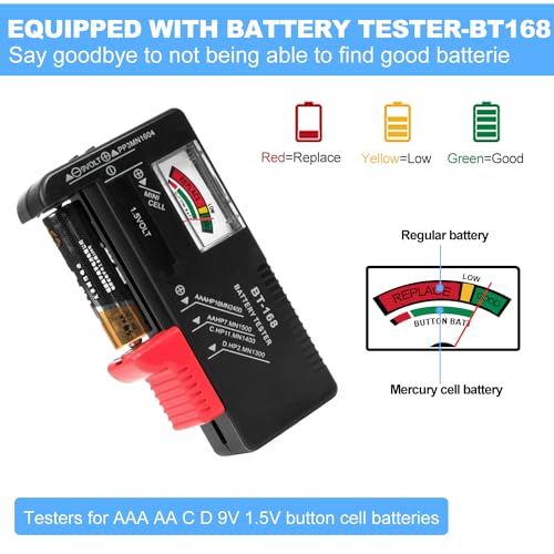 Battery Holder Organizer Storage Case with Tester - BT168,Holds 140+ Batteries Waterproof Carrying Battery Case Bag for AA AAA C D 9V, Battery Vault Box for Organization (Not includes Batteries) - Thumbnail 4