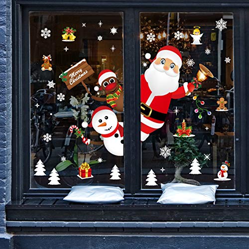 N/A Vinilos navideños para Ventanas DIY Pegatinas de Ventana de Navidad Papá Noel Muñeco de Nieve Reno Decoración para escaparate Puerta