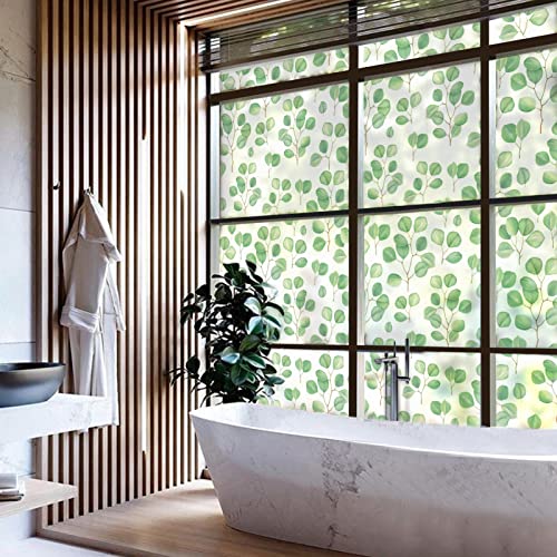 Nordic Style Bathroom Window Privacy Film - No Glue, Easy Installation (A, 17.5'' x 78.7'')