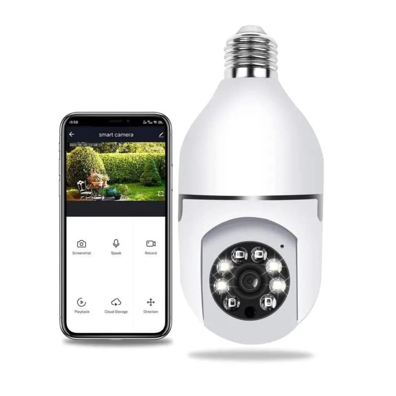 3MP WiFi Smart Bulb Camera | 360° Pan Tilt HD CCTV with View & Talk, Quick Plug & Play Setup | Perfect for Home & Office Security