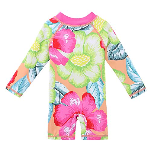 Image of HUAANIUE Toddler Girl Swimsuit Long Sleeve UPF50+ Sun Protection