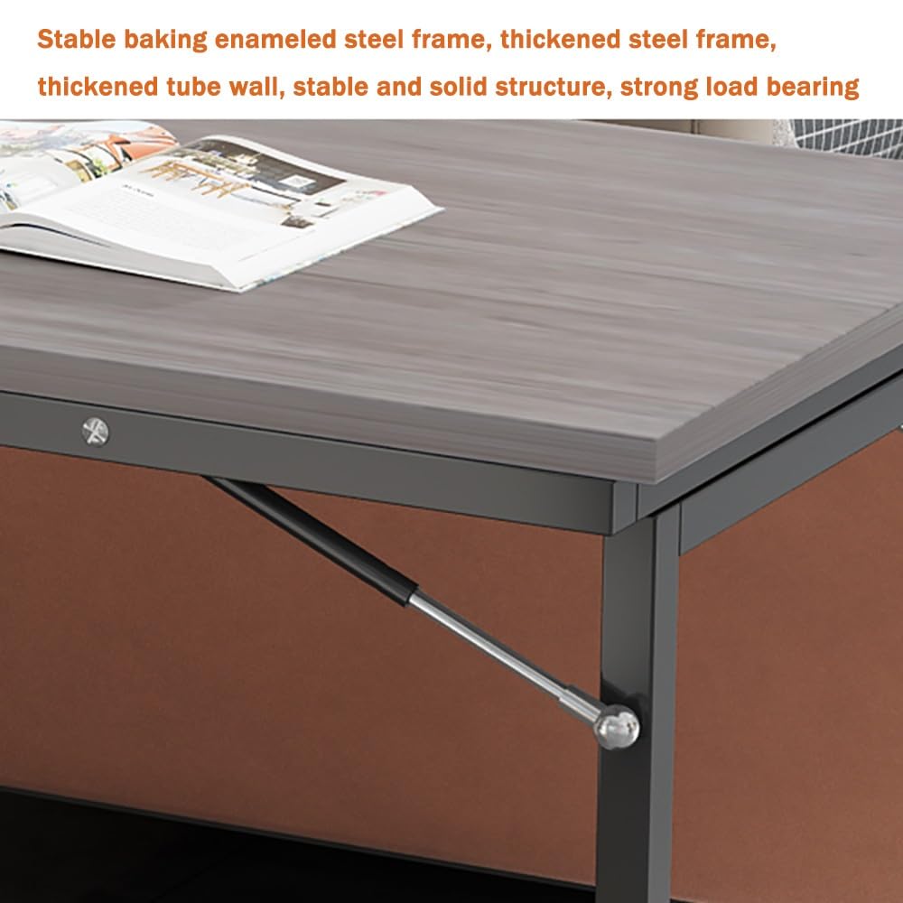 Składane biurko montowane na ścianie 101.6 cm x 50.8 cm – oszczędność miejsca, rozkładany stół jadalny, konstrukcja z drewna z podpórkami, idealne do małych pomieszczeń (białe, 100 x 50 cm)
