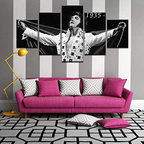 WLKJ Drucke auf Leinwand 5 Stück Wandkunst drucken Leinwand Malerei Elvis Presley 5Xcm Wanddekor Raum Poster Leinwand Cover