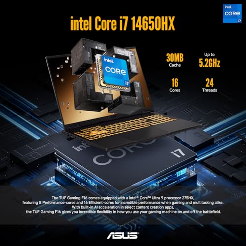 Image of ASUS TUF F16 Gaming Laptop, Intel i7 14650HX Processor (Up to 5.2 GHz), NVIDIA GeForce RTX 5070, 16 inch WUXGA 165Hz LED, 64 GB DDR5, 8 TB SSD, Wi-Fi 6E, Large Bettery, Windows 11 Pro, w /Accessories