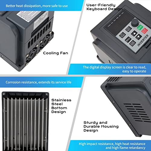 Jectse VFD Variable Frequency Drive 2.2kW,220VAC Single to 3 Phase 380V Drive Inverter,Adjustable PWM Variable Motor Speed Control Inverter,for Controlling The Motor Start Stop CW/CCW Etc - Thumbnail 4
