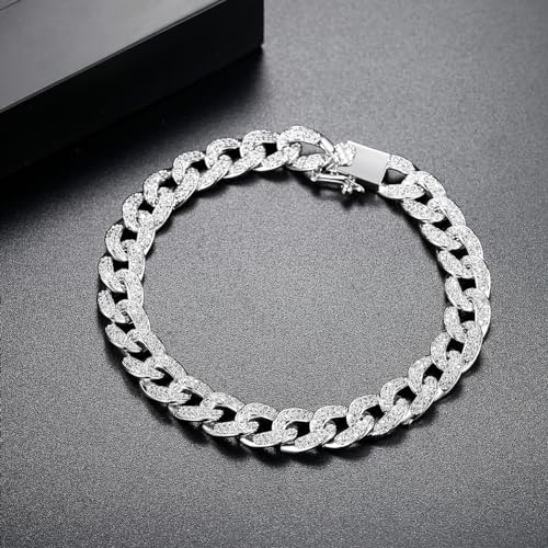18K White Gold Cuban Bracelet Women's Full Diamond Bracelet Fashion Tennis Bracelet Women's Gift3