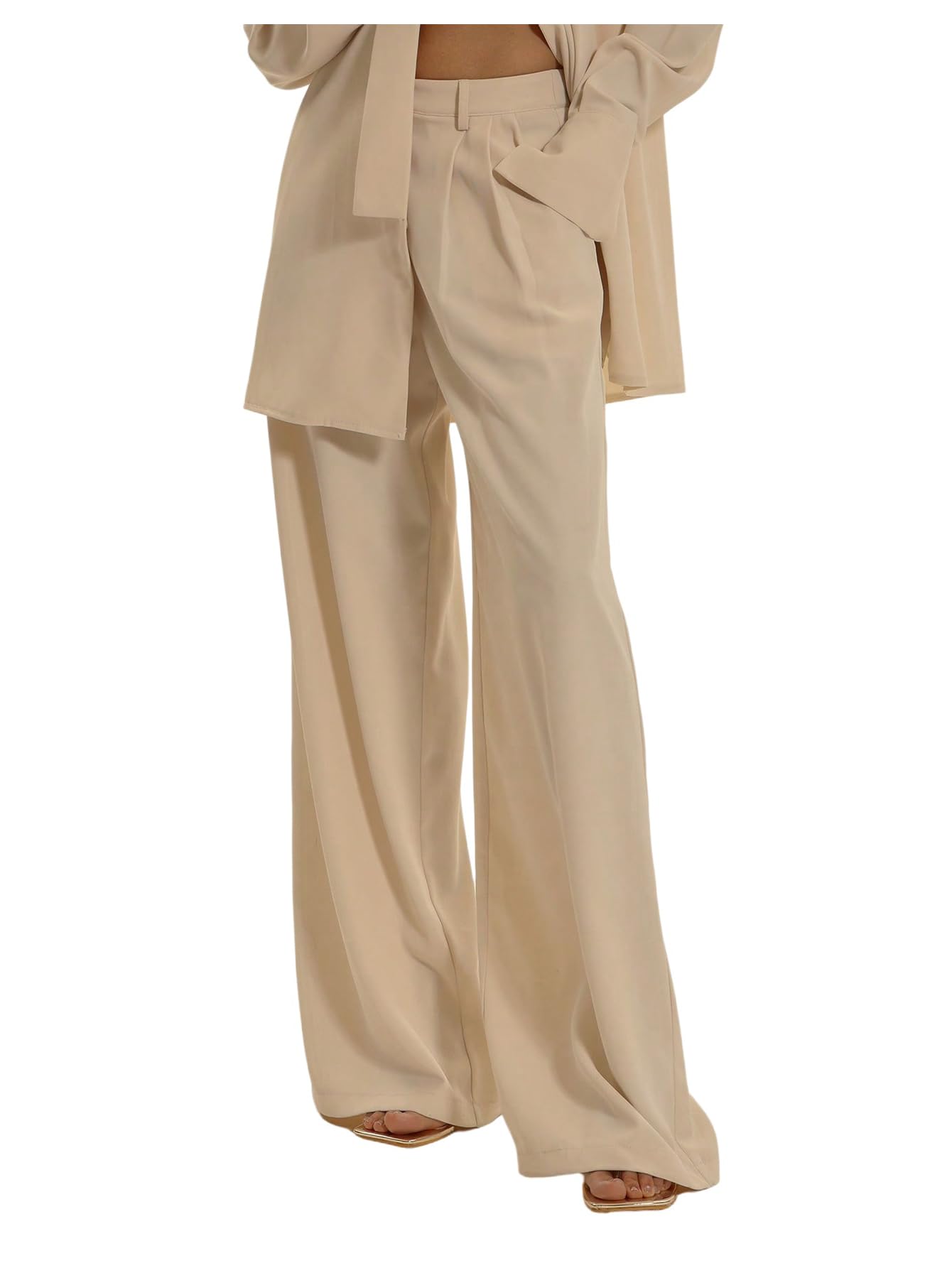 Floerns Womens Pleated Wide Leg Dress Pants Business Casual Outfit Suit Trousers