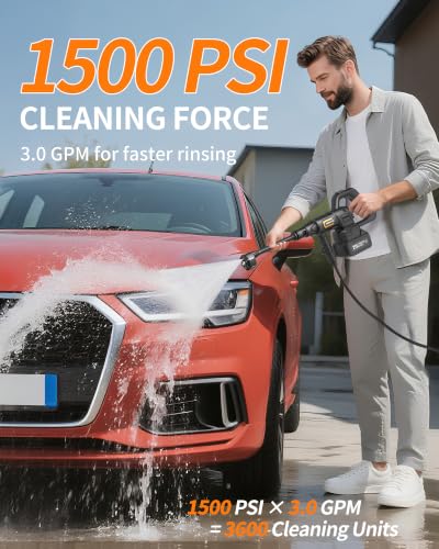 Image of Cordless Pressure Washer Battery Powered; 1500PSI Brushless Power Washer
