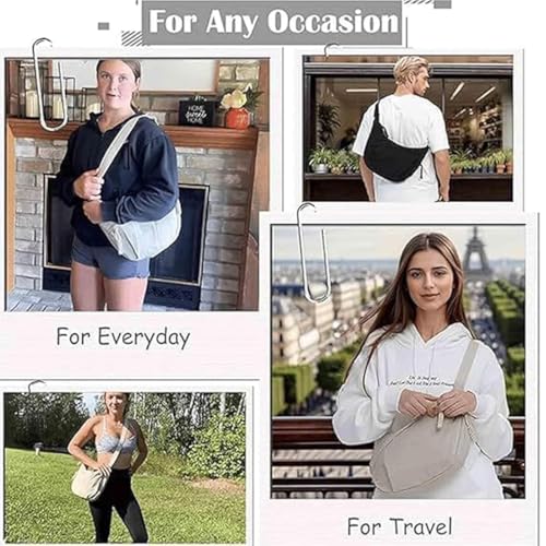 Naturaltly Bag, Large Capacity Women's Fashion Plain Color Nylon Crossbody Hobo Bag, Slouchy Crescent Bags for Travel4