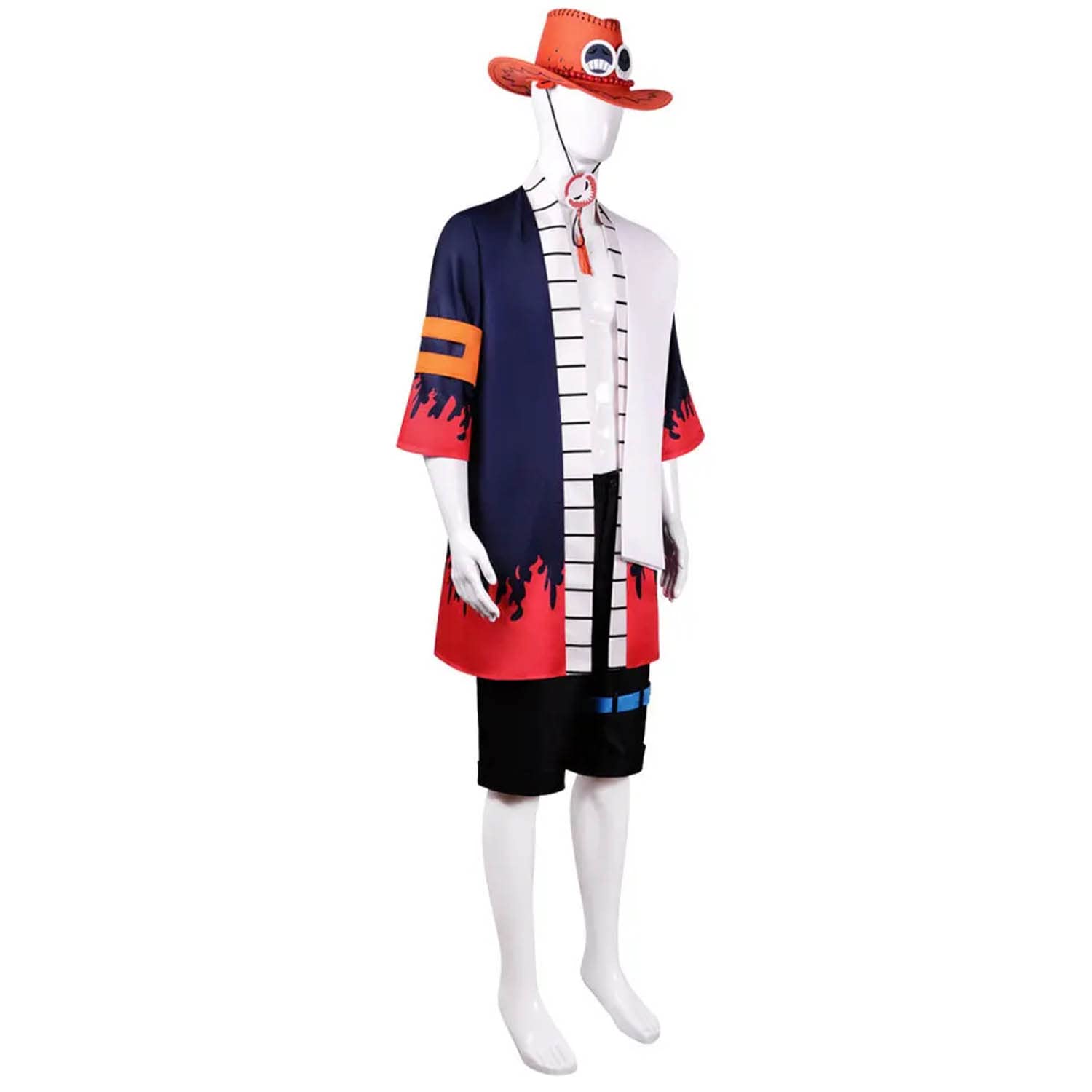 Anime One Piece Portgas D Ace Disfraz de cosplay Monkey D. Luffy Juego de Roles Uniforme Set Completo Halloween Carnaval Fiesta Traje de Vestir con Sombrero para Hombres