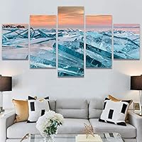 SIGNWIN 5 Panel Canvas Wall Art Modern Art Aerial Contemporary Cool Dramatic Multicolor Nature Photography Snow for Home Decorations Ready to Hang - 60
