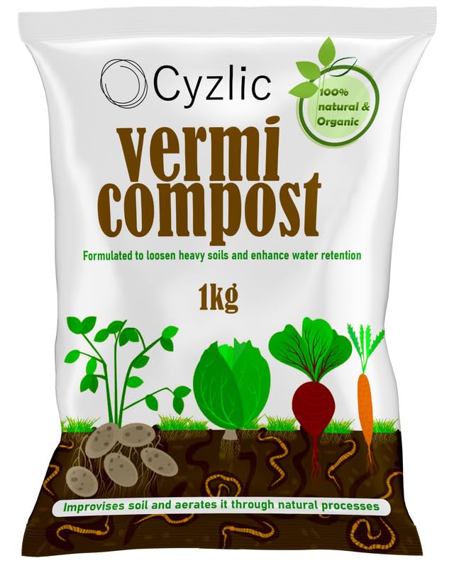 Cyzlic Vermicompost for Plants 1 kg | Vermicompost Organic Manure for Plants fertilizers for Plants Home Garden Soil Mix for Pot Plants Compost Garden Soil Enriched 1 kg (B0CL24ZZHR) Amazon Price History, Amazon Price Tracker