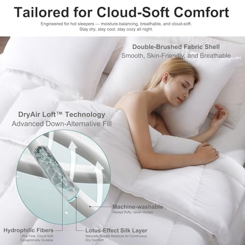 Image of KASENTEX Queen Comforter Set, Reversible,Goose Down Alternative,All Season | 250 GSM Fill, Ultra-Soft, Lightweight, Machine Washable, 1 Comforter + 2 Pillow Shams, White