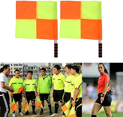 2 Pieces Referee Flag for Soccer Referee, Soccer Linesman Flag for Training Match, with Storage Bag & Steel Tube