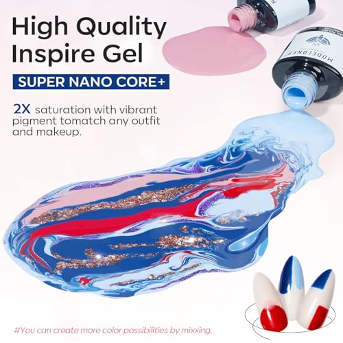 Image of modelones 40 Pcs Gel Nail Polish Set, 36 Colors Fall Winter Nude Brown Burgundy Red Blue White Black Glitter Gel Polish Kit with Base Coat& Matte Glitter Glossy Top Coat Salon DIY LED Manicure Gift