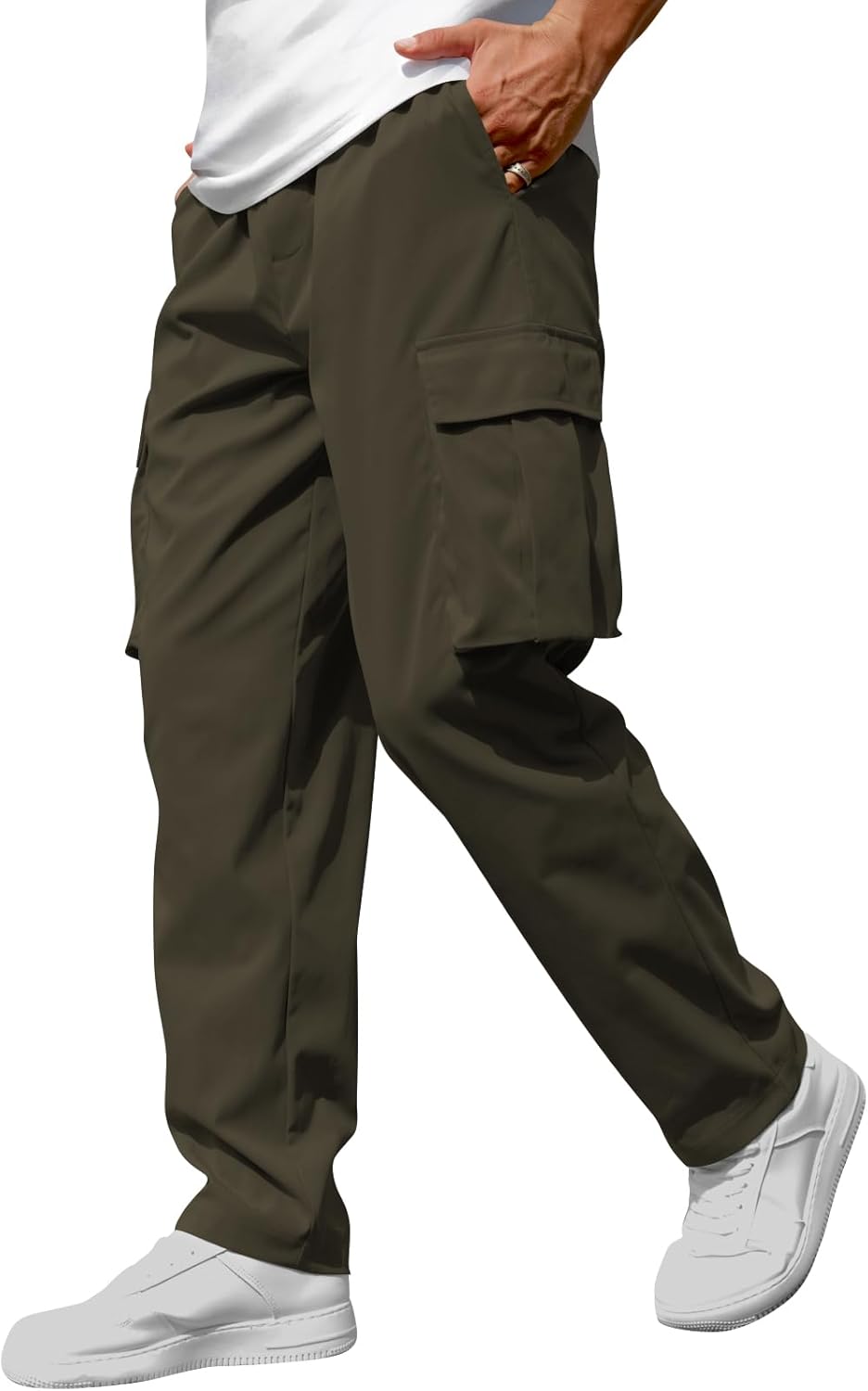Men's Casual Cargo Sweatpants Waist Drawstring Joggers Tactical Loose Fit Pants for Men with Multi Pockets - Image 5
