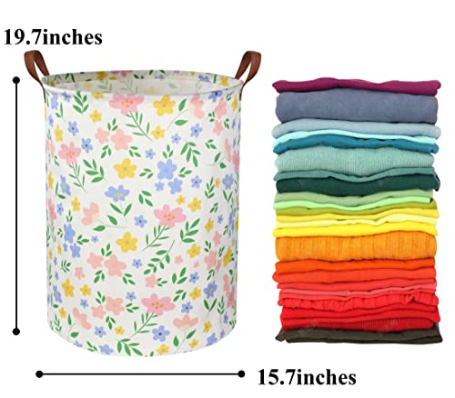 Image of Girls Laundry hamper Baby Girl Hamper Kids Toy Storage Organizer Bins Gift Basket for Bedroom Decor(Flowers)