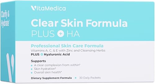 Miniatura 1 de Vitamedica Clear Skin Formula Daily Plus Suplemento vitamínico para el acné con vitaminas A C  E Plus Zinc y ácido hialurónico paquetes de 30