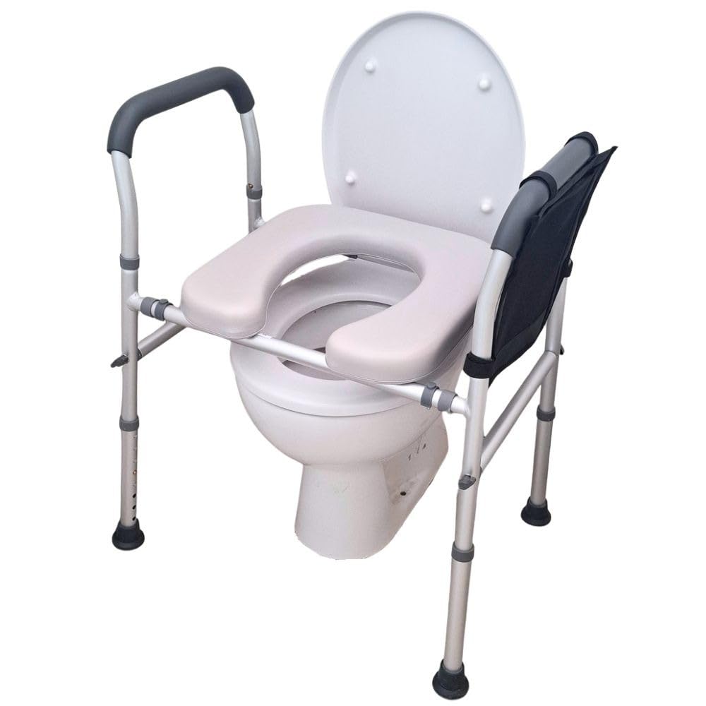TERMIGEA - Rialzo WC per Anziani Regolabile, Alzata per WC Rialzo Water Universale Adatto a Qualsiasi Water, Alzawater Altezza da 67,5 cm a 80,5 cm, Larghezza da 48,5 cm a 58,5 cm - Portata 150 KG