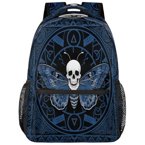 Mochila calavera mariposa ligera antichoque para estudiantes con laptop 15.6